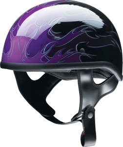 Z1R CC Beanie Hellfire Helmet - Large, Gloss Purple - Half face helmet with Hellfire graphic