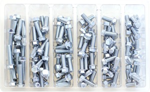 M6 8mm Hex Flange Bolt Assortment #1 12mm-25mm - Silver