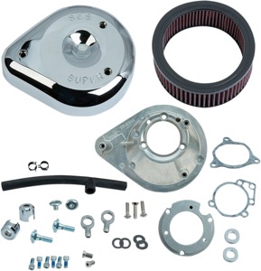 S&S Teardrop Air Cleaner Kit Chrome Fits Stock Fuel Systems