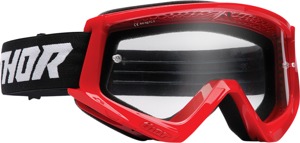 Thor Youth Combat Racer Goggles Red/Black Clear Lens Unisex One Size - Youth clear lens goggles in red/black by Thor
