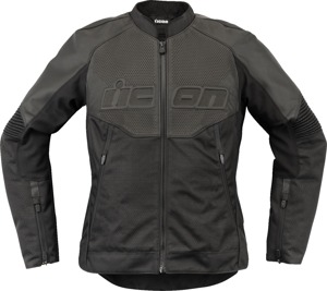 ICON Women's Overlord3 Leather Jacket Black M - Women's sport leather jacket in Black, size M