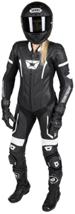 Women's Apex V1 RR Leather One-Piece Race Suit Black/White Large