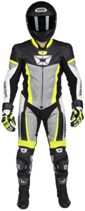 Men's Apex V1 RR Leather One-Piece Race Suit HiViz/Grey Large