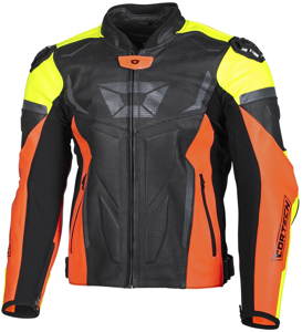 Men's Apex V1 Leather Armored Riding Jacket Fluo.Red/HiViz Large