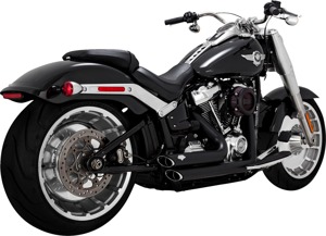 Vance & Hines Shortshots Staggered Exhaust Black For Harley Softail - Fits Harley Softail Fat Boy, FXDR, Breakout FXBR