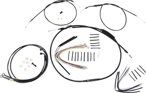 Burly Brand Jail Bar Cable Kit 14in T-Bar Black For Harley Dyna Fat Bob