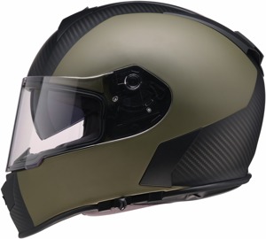 Z1R Warrant Carbon Helmet Green/Black 2XL - Full face helmet with drop-down sun visor