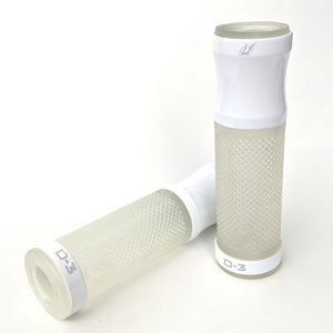 D3 Motorcycle Grips - Clear w/ White Metal Trim, 7/8" bars w/ Twist Throttle