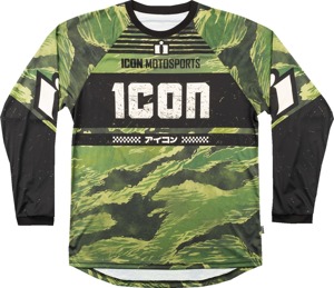 ICON Tigers Blood Jersey Black Camo Green Men's XL - Men's XL jersey, black/camo green, long sleeve
