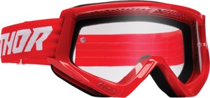 Thor Youth Combat Racer Goggles White Red Clear Lens Unisex - Youth motocross goggles with clear lens and red accents