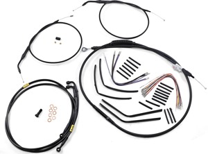 Burly Brand Jail Bar 12in Cable Kit Black For Harley FXDF Fat Bob - 12in T-Bar cable kit For Harley FXDF Fat Bob models