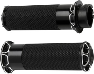 Bevelled Fusion Series Grips Black by Arlen Ness Fits Fly-By-Wire Models