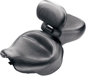 Mustang Wide Vintage 2Pc Seat Black w/ Backrest For 87-07 Honda VT1100 Shadow