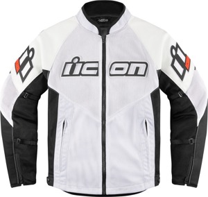 ICON Mesh AF Leather Jacket 2XL Black/White Men's - Durable sport-fit leather and mesh jacket