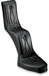 Drag Specialties King and Queen Vinyl Seat Black for Custom Rigid Frames - King and Queen seat for narrow rigid frames