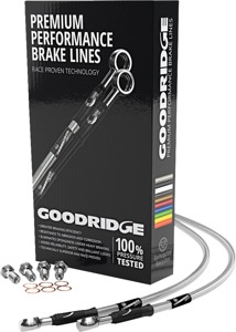 Goodridge Front 6in Extended Brake Hose Kit Silver For 08-13 Harley FLH FLT ABS