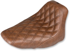 Saddlemen Renegade Lattice Stitch Solo Seat Brown For Harley Softail - Brown solo seat fits Harley Softail Deluxe & Heritage