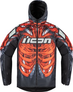 ICON Airform Manik'R Jacket Men's 2XL Black/Red - Men's hooded riding jacket, 2XL Black/Red