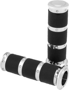 Performance Machine XLS Handle Grip Set Chrome For HD Cable Throttle Models