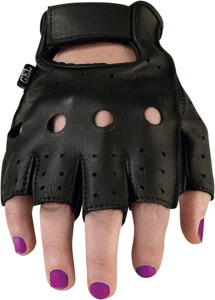 Z1R Women's 243 Half Gloves Black Large - Perforated deerskin half gloves for women, size L