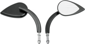 Drag Specialties Teardrop Side Mirror Matte Black Universal - Universal teardrop side mirror, matte black finish
