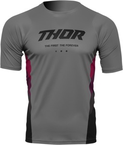 THOR Assist React Short-Sleeve Jersey Gray/Purple Men's Large - Performance MTB jersey, moisture wicking, men's size L
