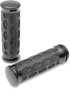 Drag Specialties Custom Rubber Grips Black Gloss 1 in Pair For Harley-Davidson