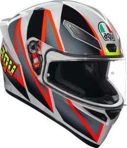 AGV K1 S Blipper Helmet Gloss Black/Red/Gray Small - Full face helmet, gloss black/red/gray, size small