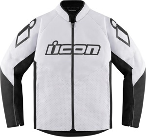 ICON Hooligan Jacket Men's L White/Black - Durable polyester sport-fit jacket