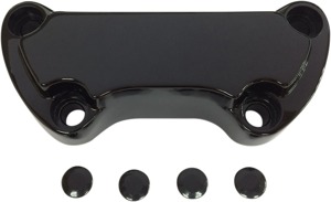Drag Specialties Scalloped Handlebar Clamp Gloss Black 1in for 74-17 Harley - For most 74-17 Harley with 3.5in risers