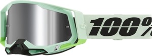 100% Racecraft 2 Goggles Palomar Green Mirror Silver Flash Adult - Anti-fog mirrored lens goggles, adult, Palomar Green
