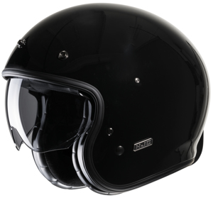 HJC V31 Open Face Helmet Black Large - Large Black open face helmet by HJC