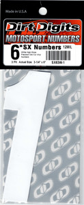 #1 6" Tall White "SX" Stick-On Race Numbers - 3 Pack