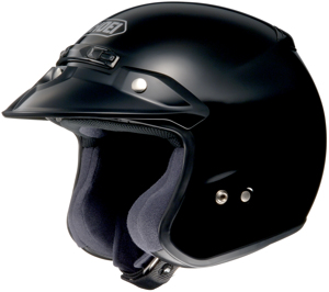 RJ Platinum R Solid Black 3/4 Open-Face Motorcycle Helmet X-Large