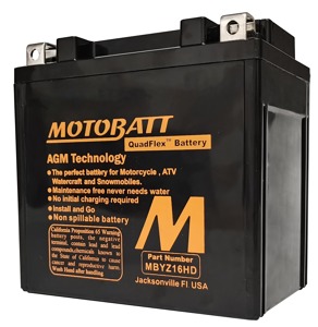 MotoBatt MBYZ16HD Quadflex AGM Battery Sealed Factory Activated - Quadflex AGM battery, sealed, maintenance-free