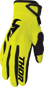THOR Sector Gloves Men's XS Acid/Black - Lightweight MX gloves in Acid/Black, Men's XS
