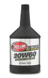 Red Line 20W60 Motorcycle Oil 12 Quart Case - 20W60 synthetic motorcycle oil, case of 12 quarts