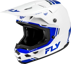 Fly Racing Kinetic Verdict Helmet White/Blue/Grey MD - Medium off-road helmet in White/Blue/Grey