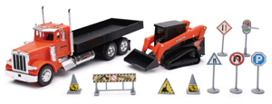 Peterbilt 379 Flatbed Truck Roadwork Playset 1:32 Scale New Ray Toys