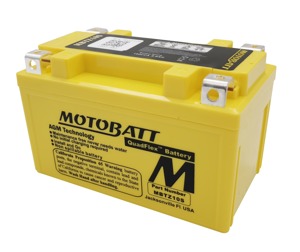 MotoBatt MBTZ10S Quadflex AGM Battery Sealed Factory Activated - Sealed AGM Quadflex battery, maintenance-free, universal fit