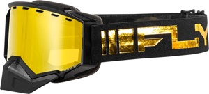Fly Racing Zone Snow Goggle Black/Gold with Gold Mirror/Yellow Lens - Snow goggle with gold mirror/yellow lens