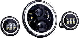 Letric 7" Black LED Headlight Kit with Halo and Mount Adapter