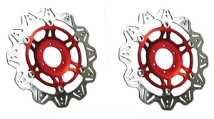 Front VEE Brake Rotors - Red - VEE Style Brake Rotor - Red Center Front Set