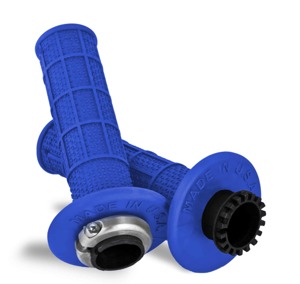 Motorcycle Grips Clamp On Full Waffle Blue