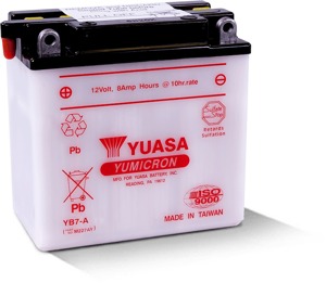 Yuasa YB7-A Yumicron 12V Battery Conventional - 12V conventional battery, shipped dry