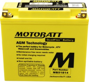 MotoBatt MB51814 Sealed Factory Activated AGM Battery - Sealed AGM battery with Quadflex terminals