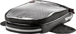 Fly Racing Mini Tank Bag 2.5L Black Motorcycle Luggage - 2.5L tank bag with touch screen pocket, universal fit