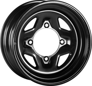 Sedona Steel Wheel 14x7 4/156 4+3 Black 14mm ATV/UTV - 14x7 steel wheel, 4/156 bolt, black, 14mm lug for ATV/UTV