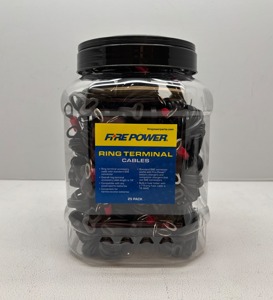 Fire Power Ring Terminal Cable Jar Display 25 Pack - Ring terminal cables, 25 pack, universal fit