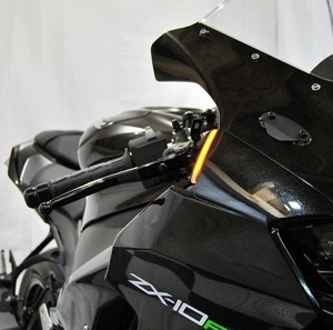 New Rage Cycles Front LED Turn Signals Black Fits 20-24 Kawasaki ZX-10R